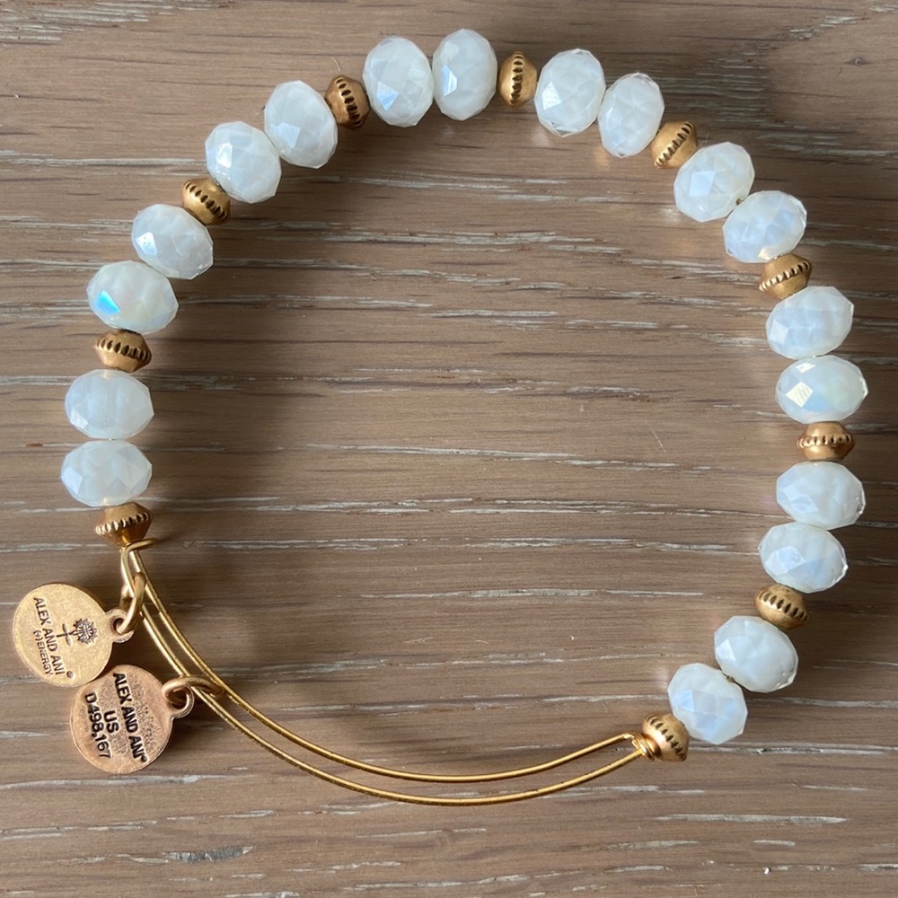Alex and Ani White and Gold Beaded Bracelet